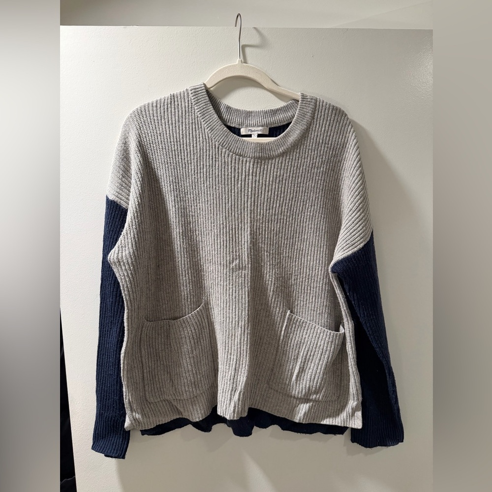 Madewell Two-Tone Gray and Navy Sweater